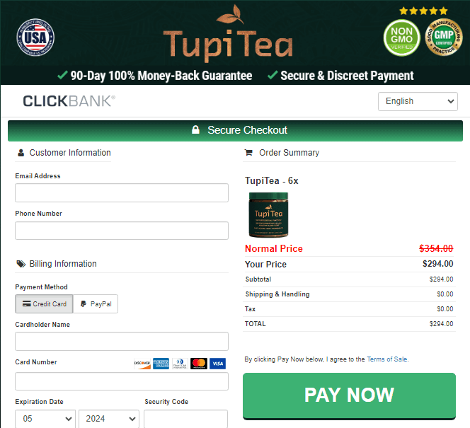 Tupi Tea - Checkout Page